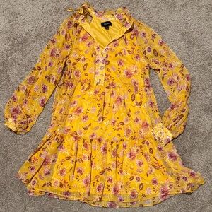 MSK Yellow Dress with Pink Floral Design